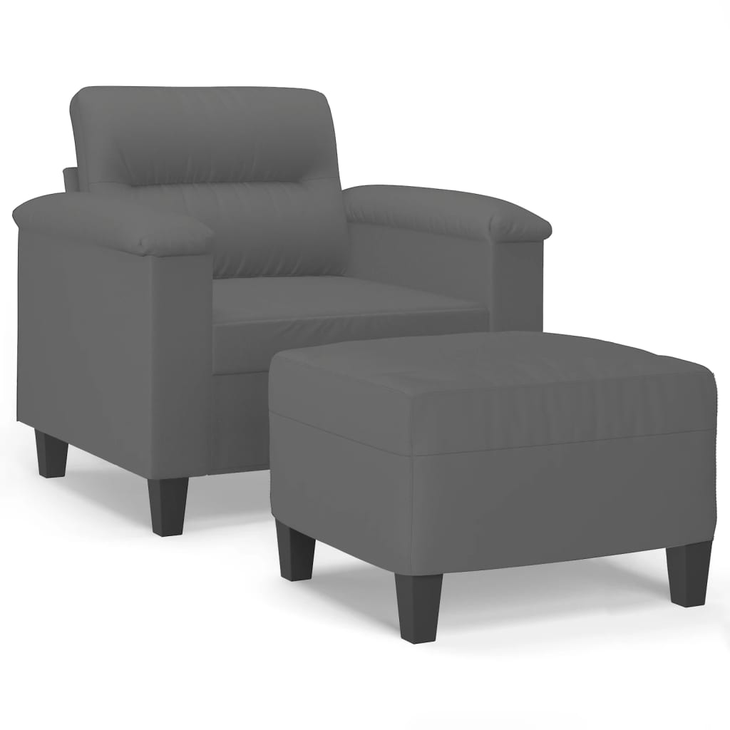Fotelja s tabureom tamnosiva 60 cm od mikrovlakna