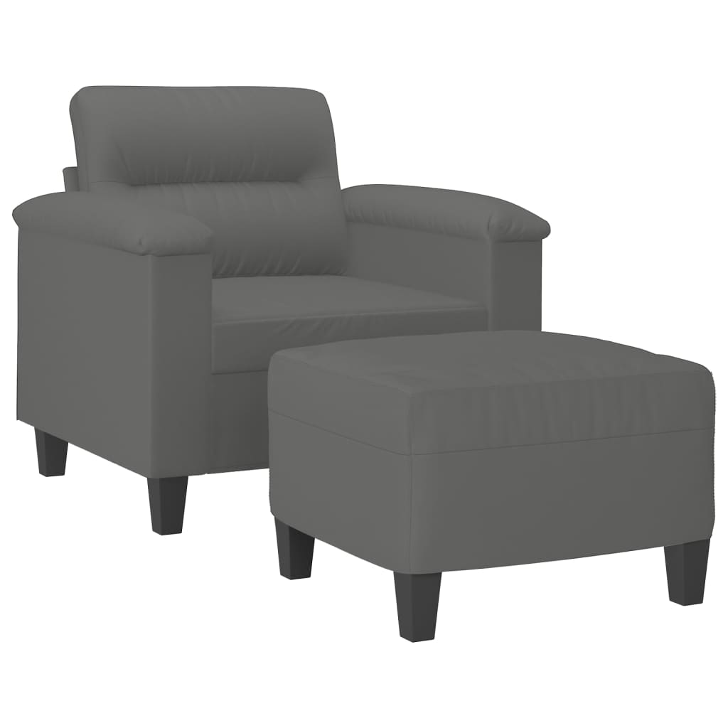 Fotelja s tabureom tamnosiva 60 cm od mikrovlakna