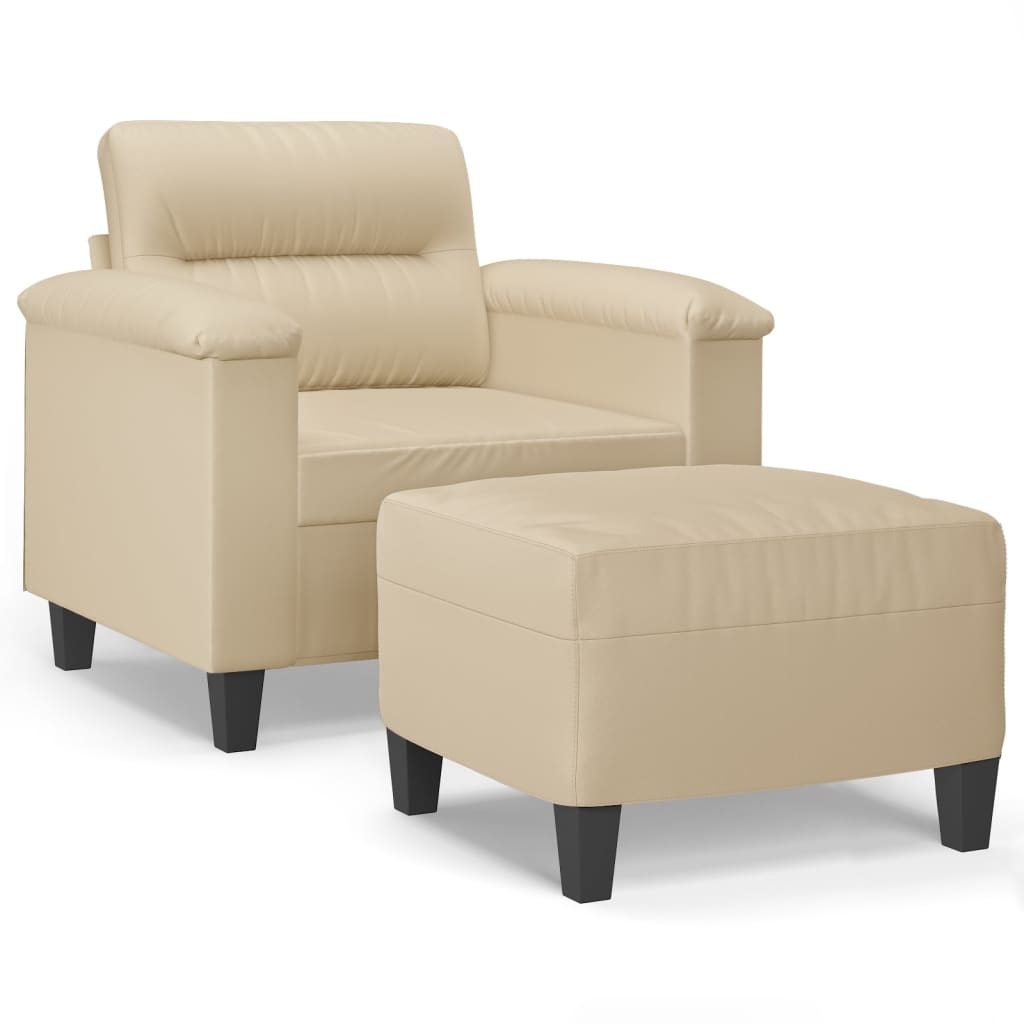 Fotelja s tabureom krem 60 cm od mikrovlakana