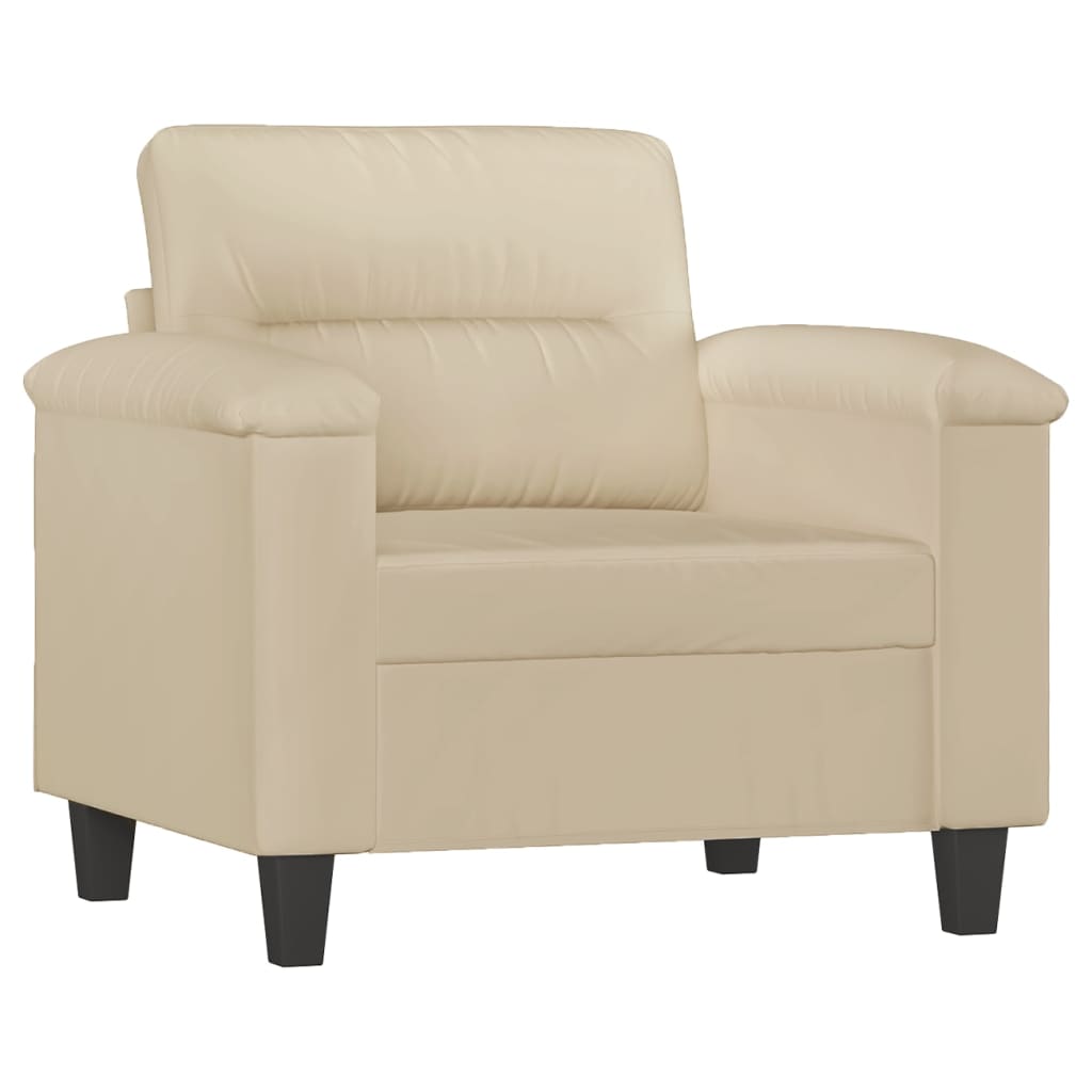 Fotelja s tabureom krem 60 cm od mikrovlakana