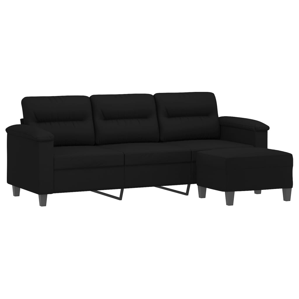 Trosjed s tabureom crni 180 cm od mikrovlakana
