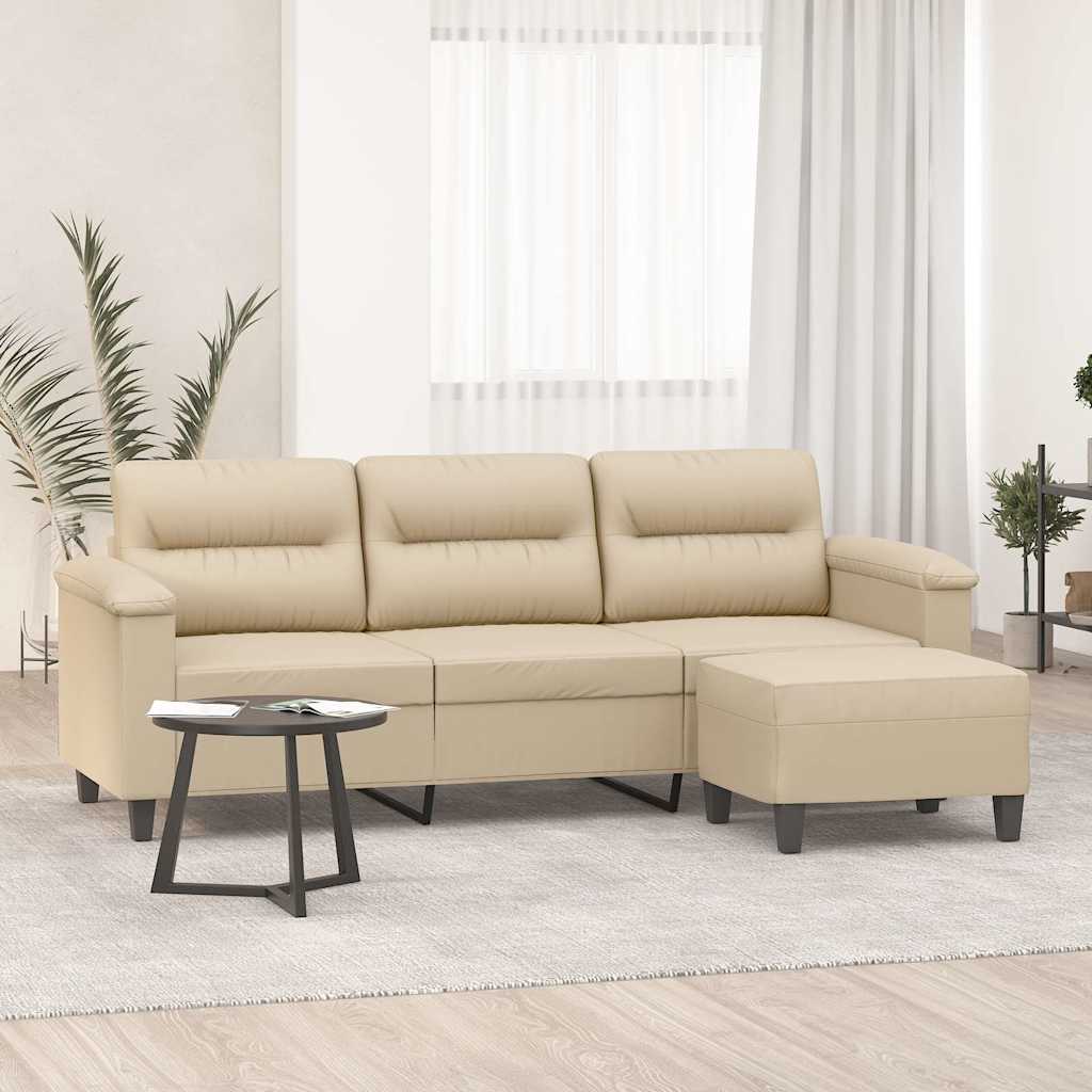 Trosjed s tabureom krem 180 cm od mikrovlakana