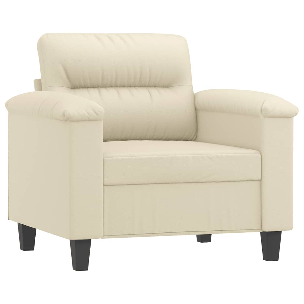 Fotelja s tabureom krem 60 cm od umjetne kože