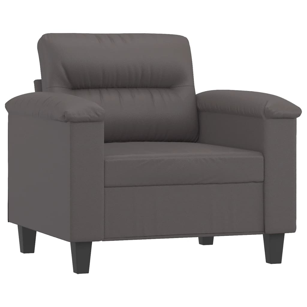 Fotelja s tabureom siva 60 cm od umjetne kože