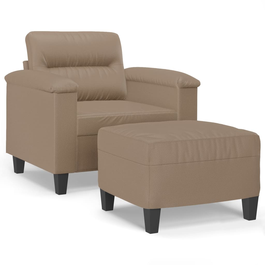 Fotelja s tabureom boja cappuccina 60 cm od umjetne kože