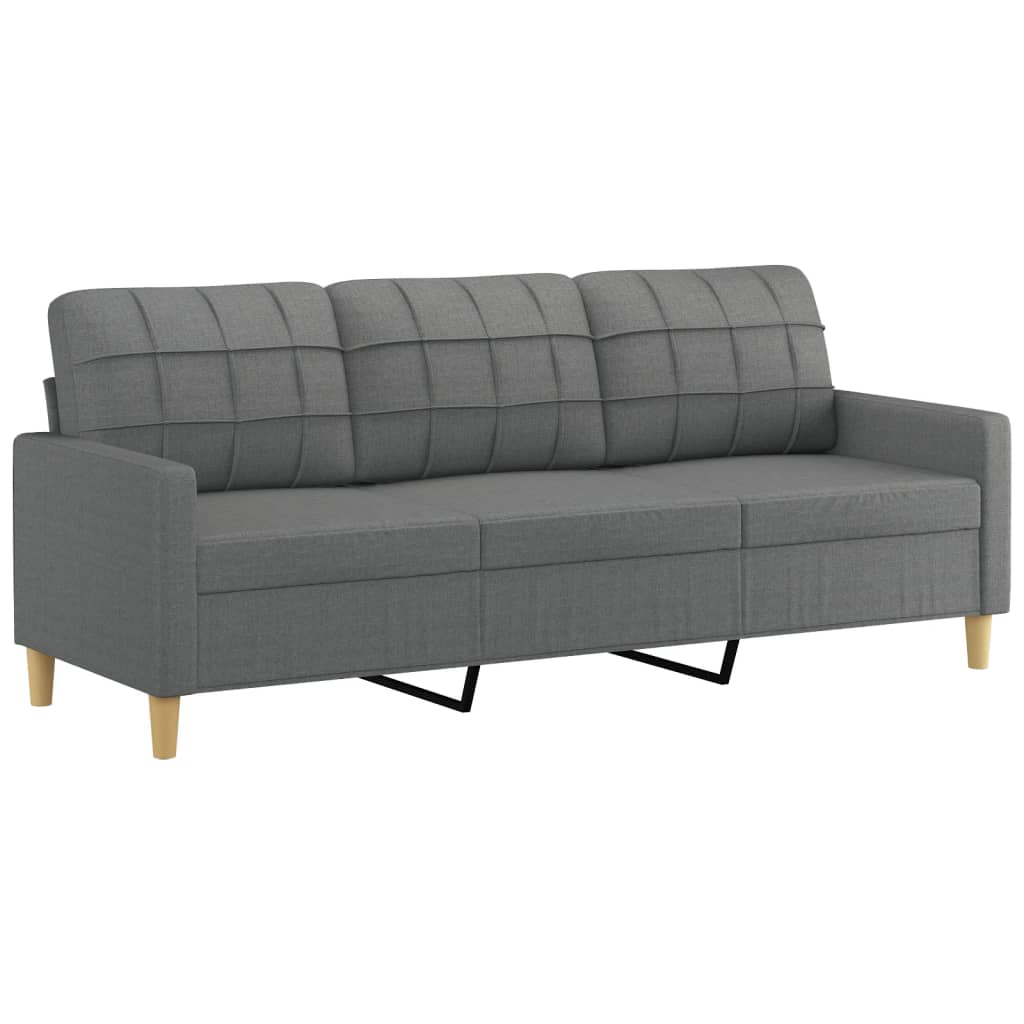 3-dijelni set sofa s jastucima tamnosivi od tkanine