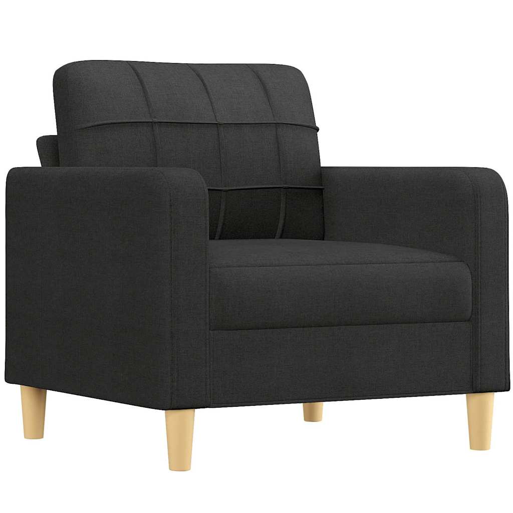 3-dijelni set sofa s jastucima crni od tkanine