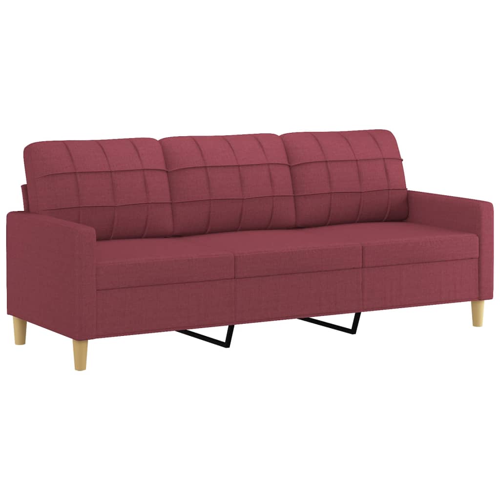 4-dijelni set sofa s jastucima crvena boja vina od tkanine