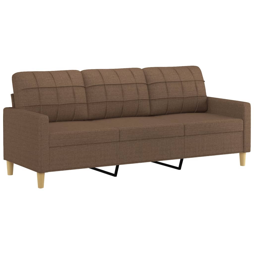 3-dijelni set sofa s jastucima smeđi od tkanine