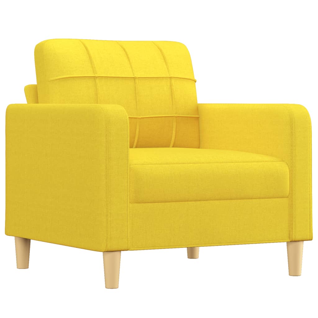 3-dijelni set sofa s jastucima svjetložuti od tkanine