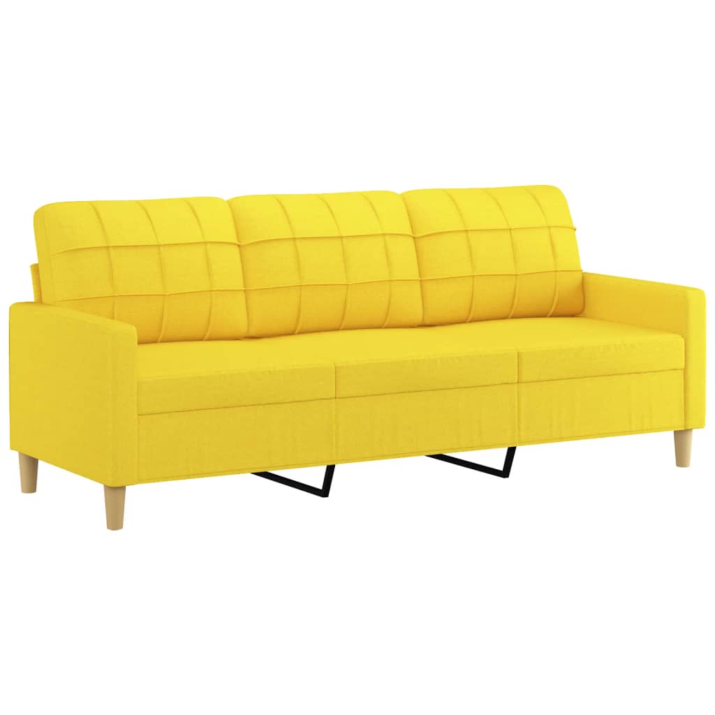 3-dijelni set sofa s jastucima svjetložuti od tkanine