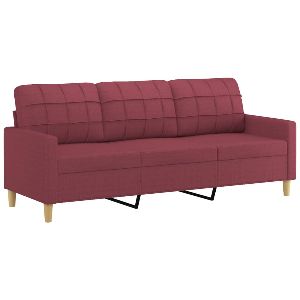 4-dijelni set sofa s jastucima crvena boja vina od tkanine