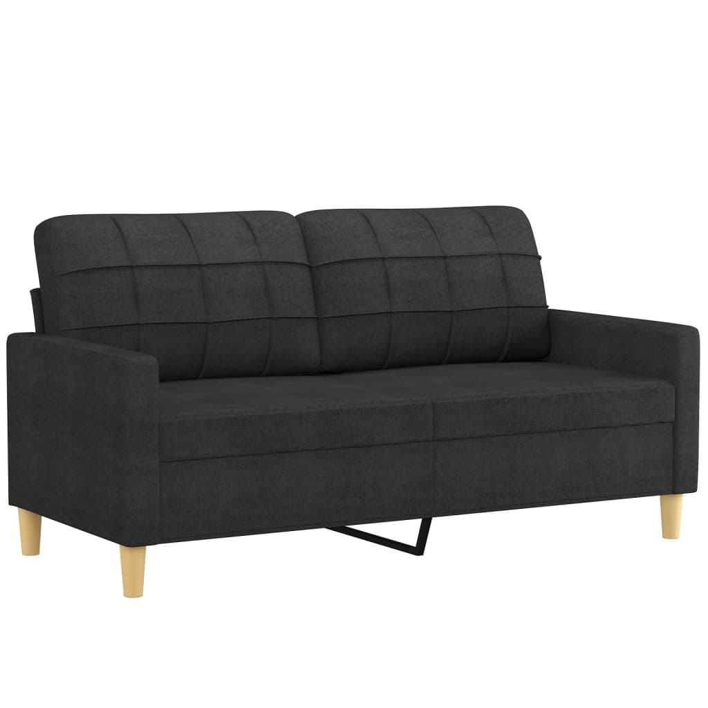 3-dijelni set sofa s jastucima crni od tkanine
