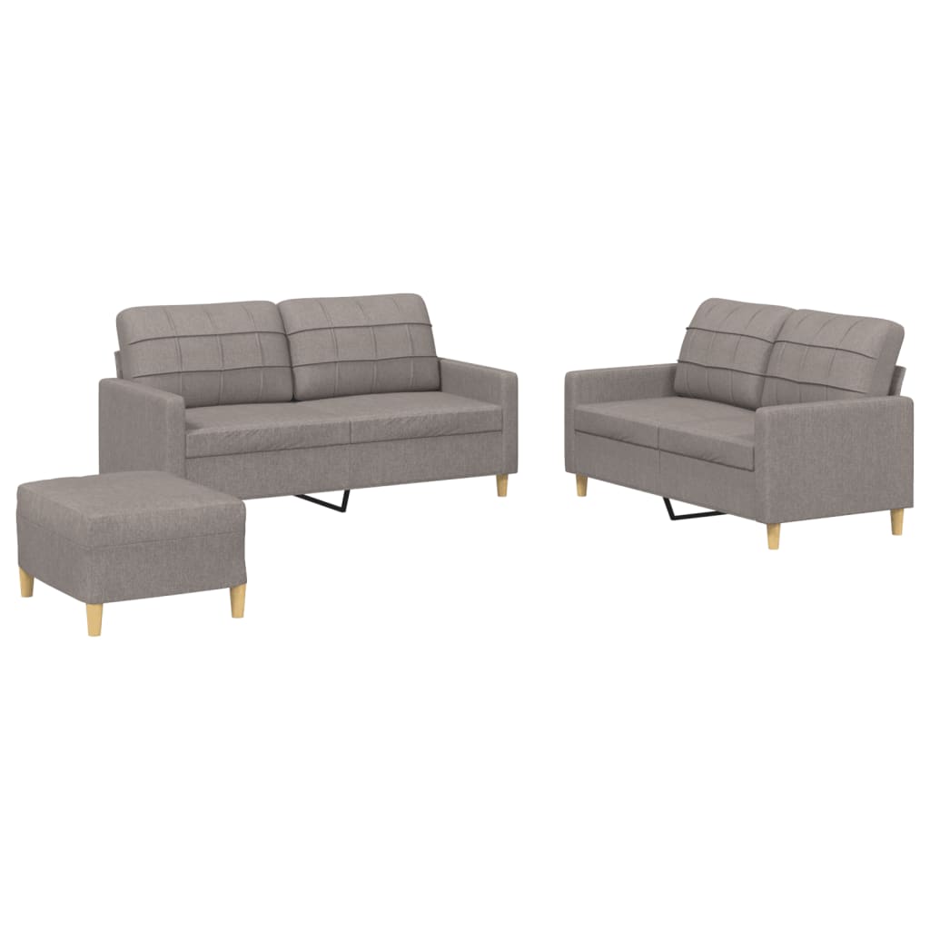 3-dijelni set sofa s jastucima smeđesivi od tkanine