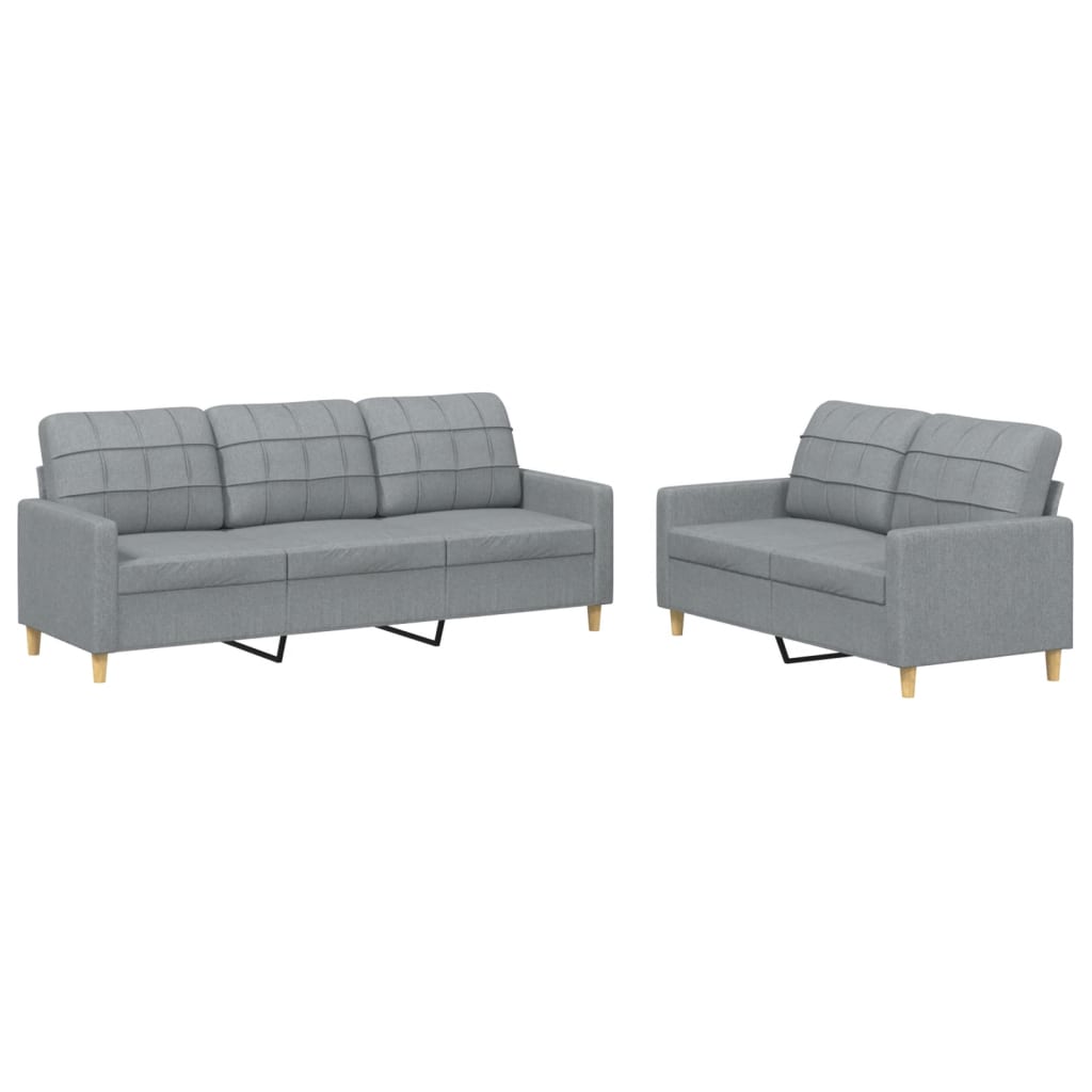 2-dijelni set sofa s jastucima svjetlosivi od tkanine