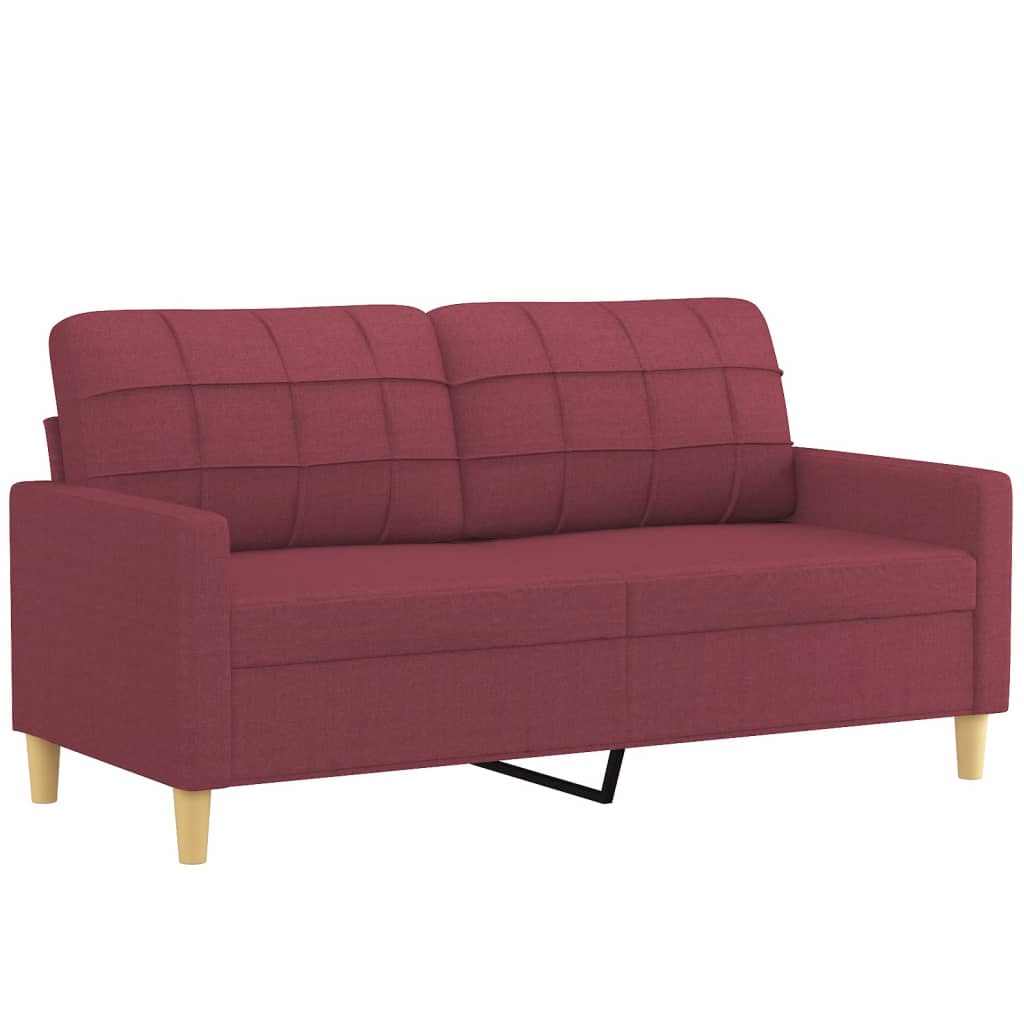 2-dijelni set sofa s jastucima crvena boja vina od tkanine