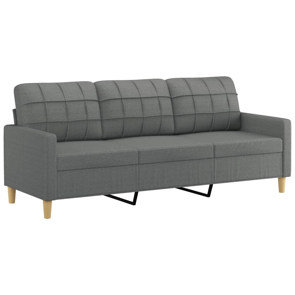 3-dijelni set sofa s jastucima tamnosivi od tkanine