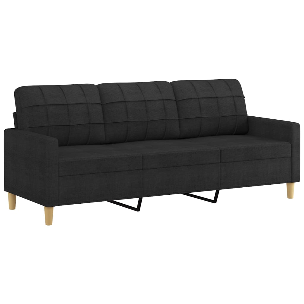 3-dijelni set sofa s jastucima crni od tkanine