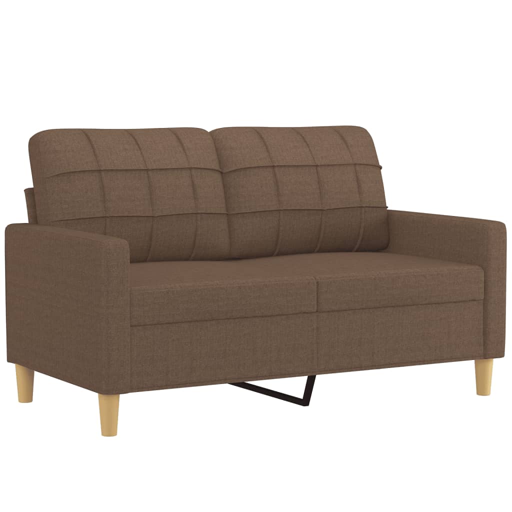 2-dijelni set sofa s jastucima smeđi od tkanine