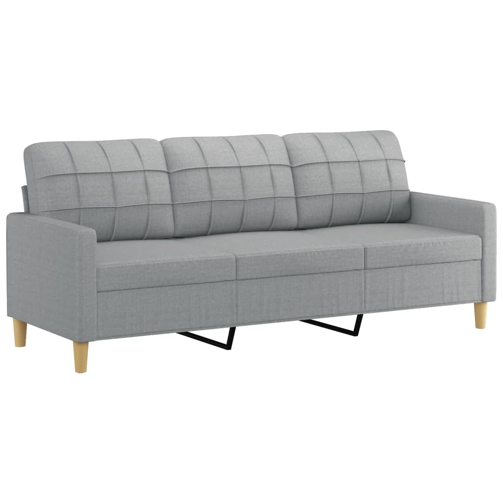 3-dijelni set sofa s jastucima svjetlosivi od tkanine