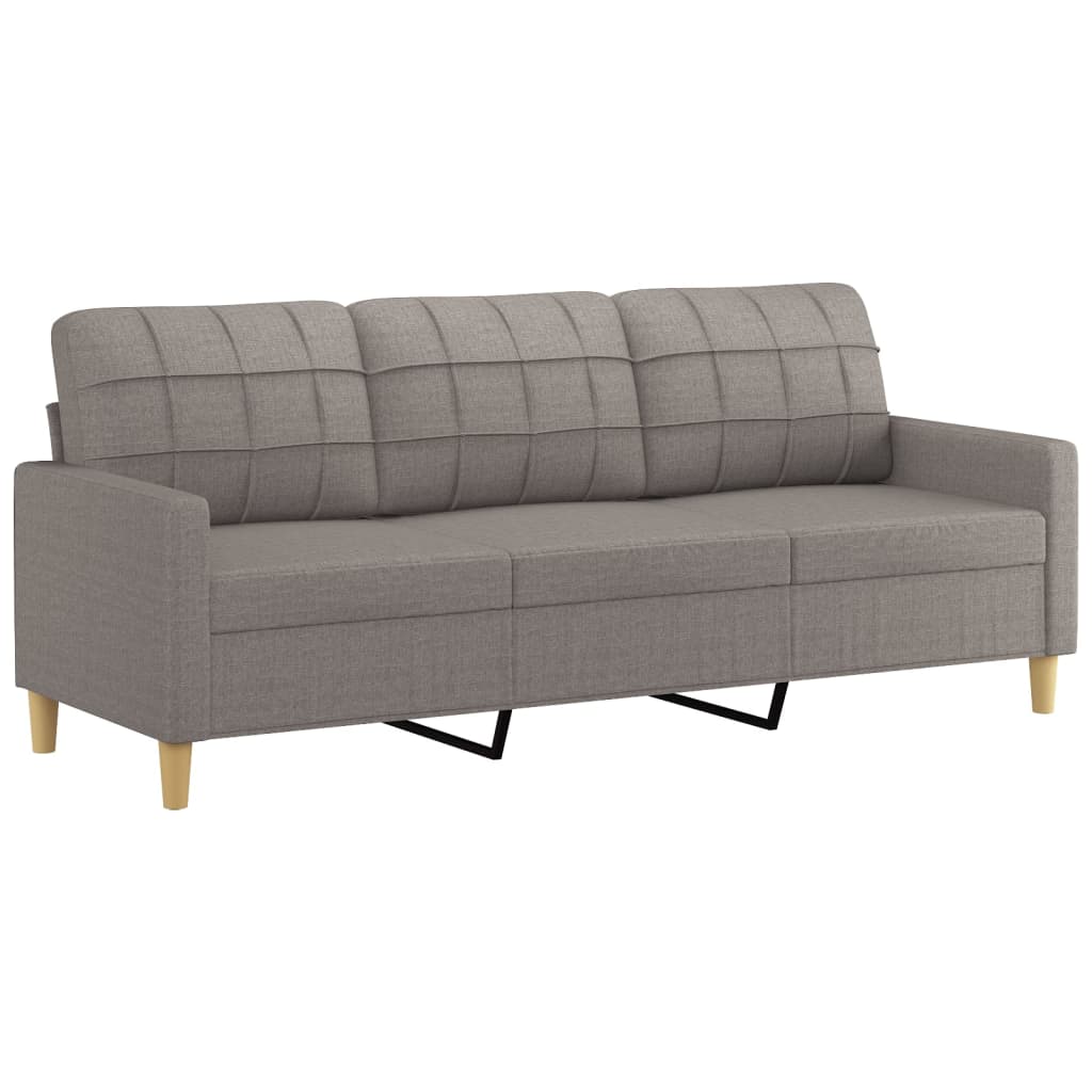 3-dijelni set sofa s jastucima smeđesivi od tkanine