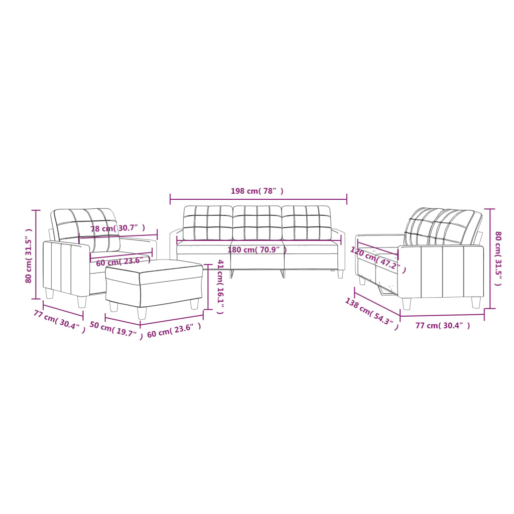 4-dijelni set sofa s jastucima sivi od umjetne kože