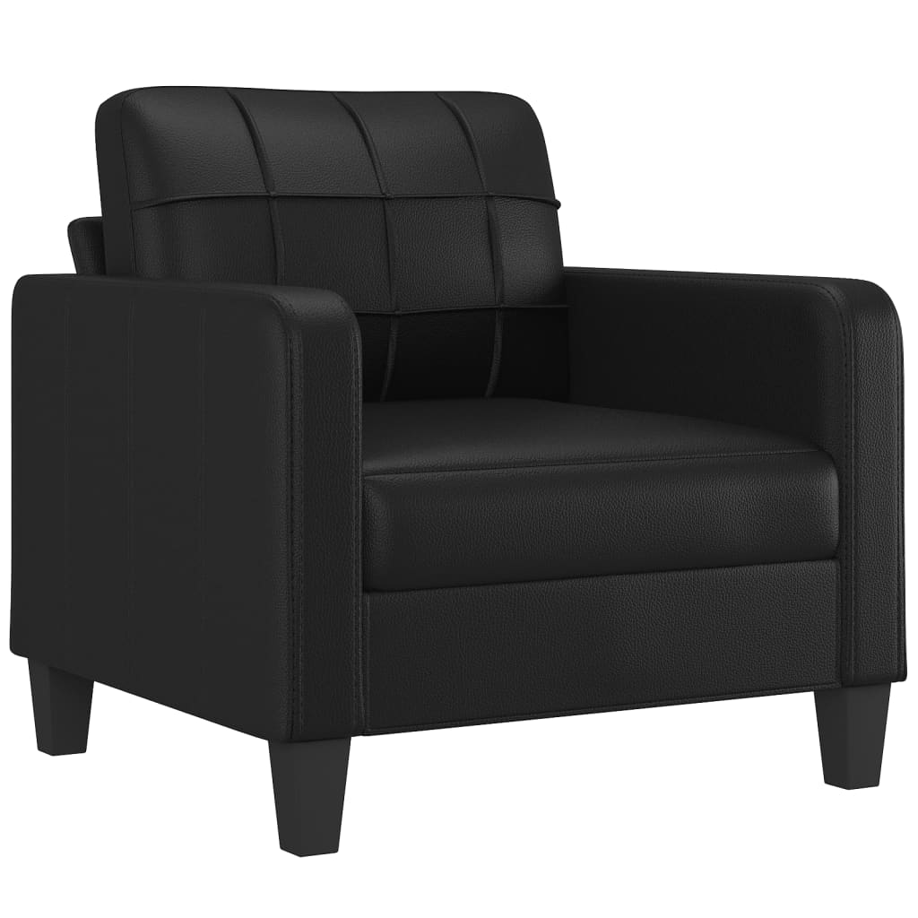 3-dijelni set sofa s jastucima crna od umjetne kože