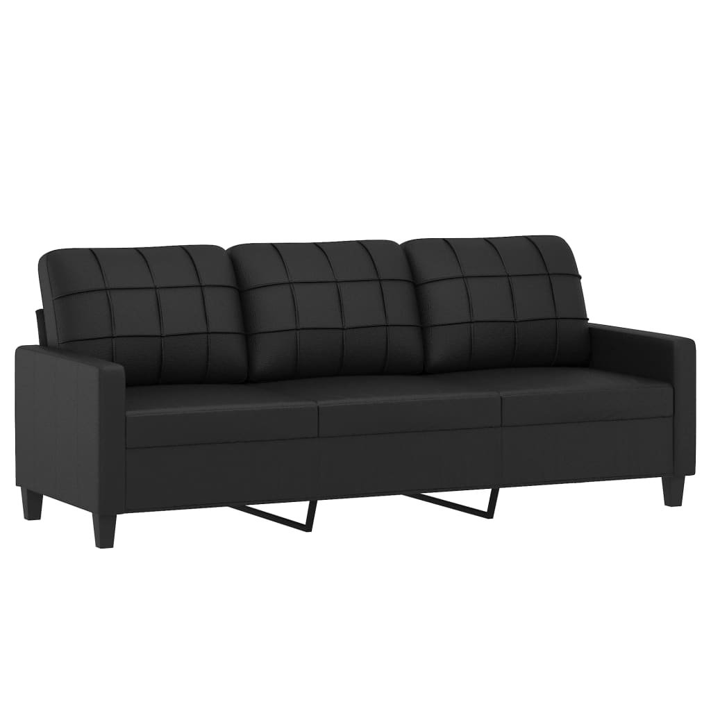 3-dijelni set sofa s jastucima crna od umjetne kože