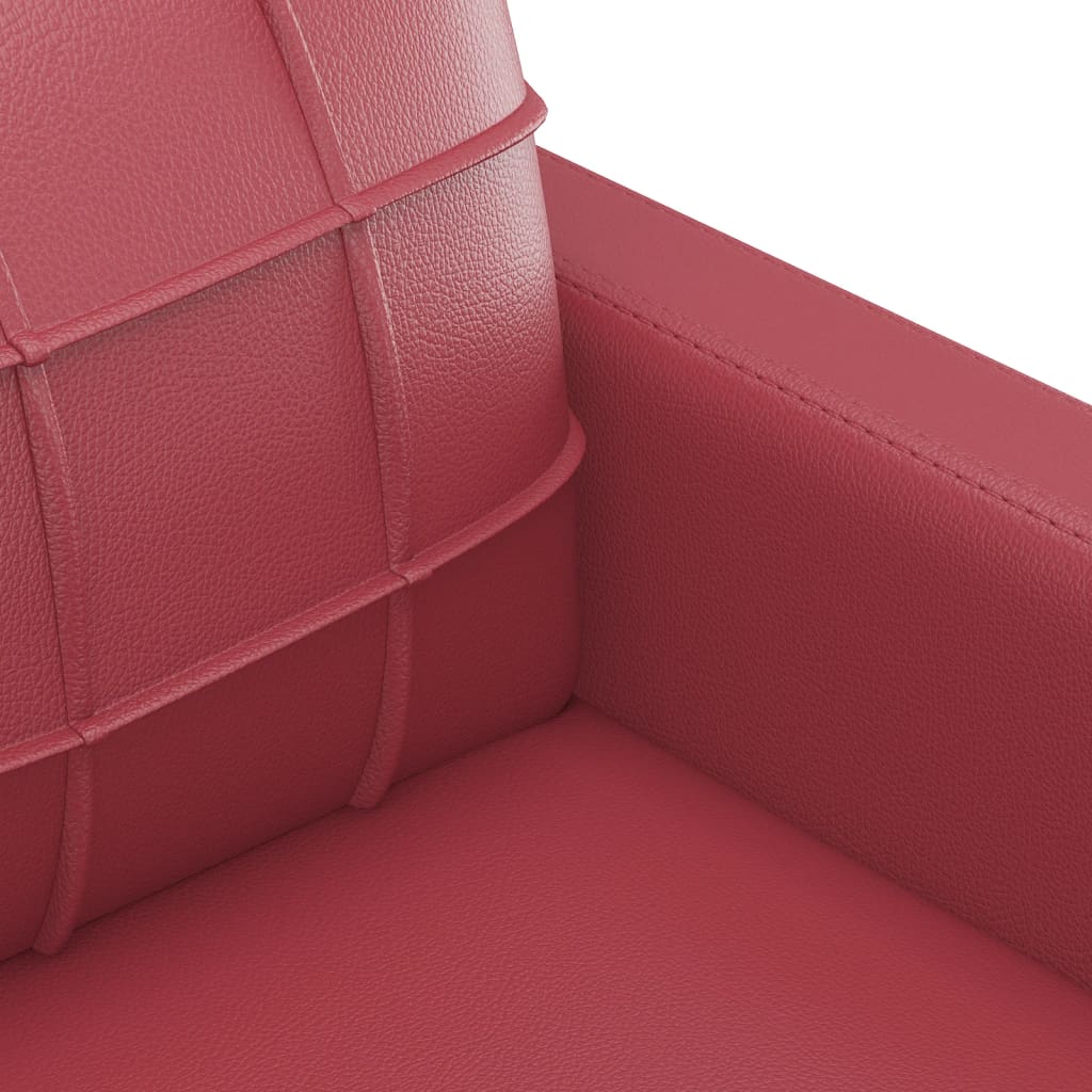 3-dijelni set sofa s jastucima boja vina od umjetne kože