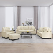 4-dijelni set sofa s jastucima krem od umjetne kože