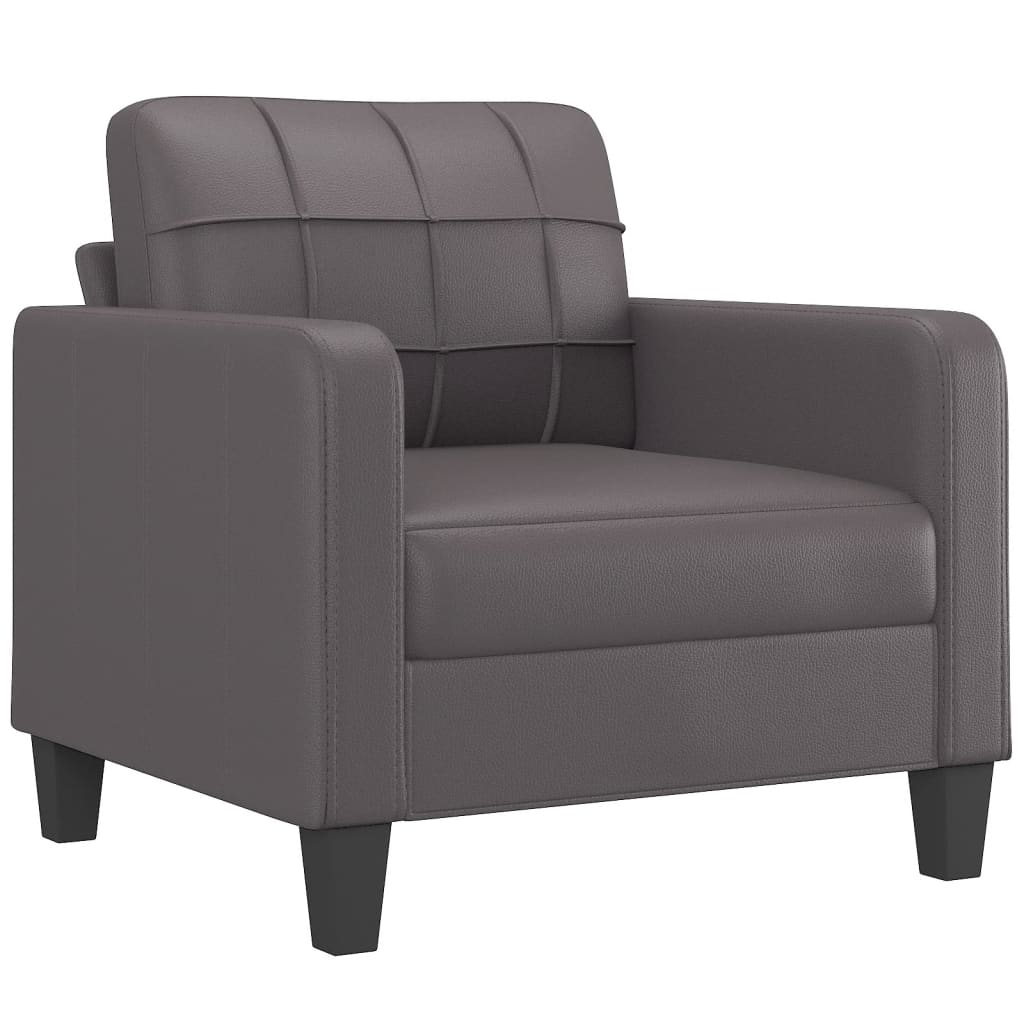 4-dijelni set sofa s jastucima sivi od umjetne kože