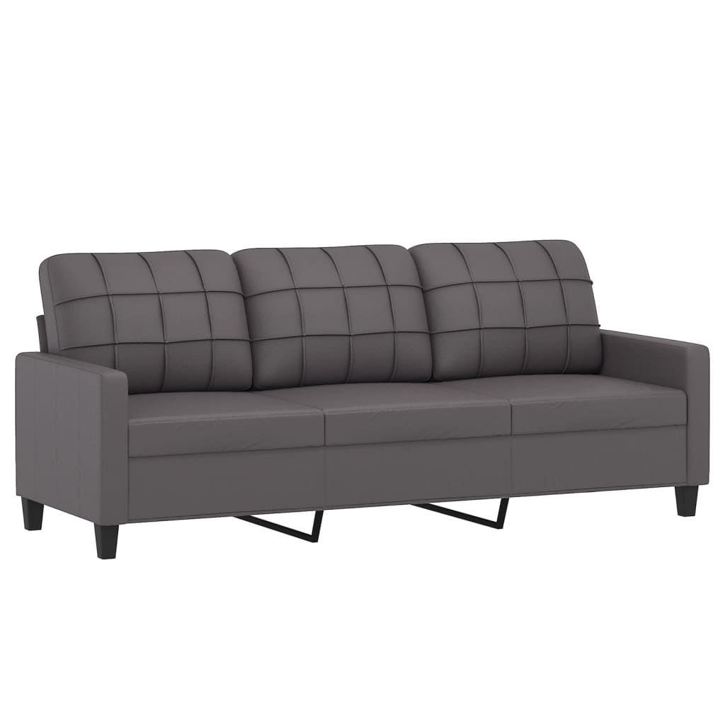 4-dijelni set sofa s jastucima sivi od umjetne kože
