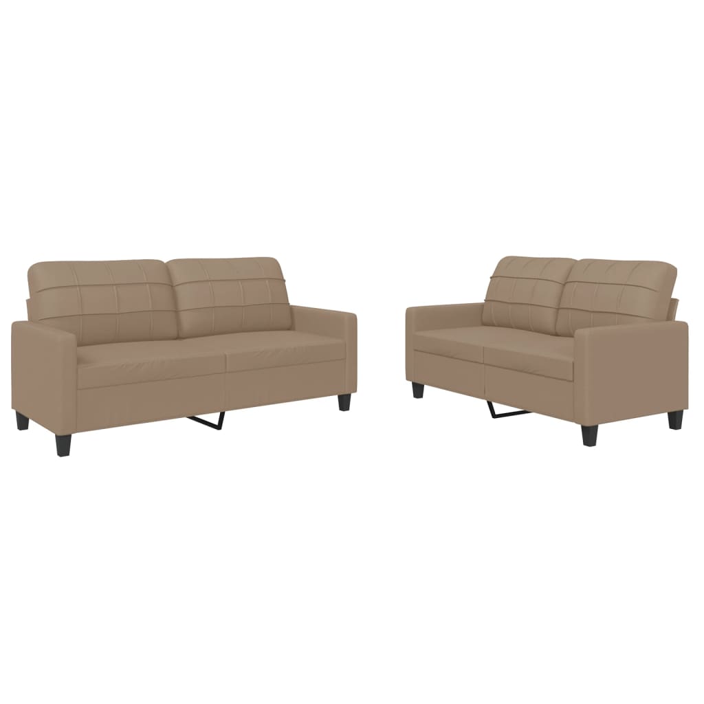 2-dijelni set sofa s jastucima boja cappuccina od umjetne kože