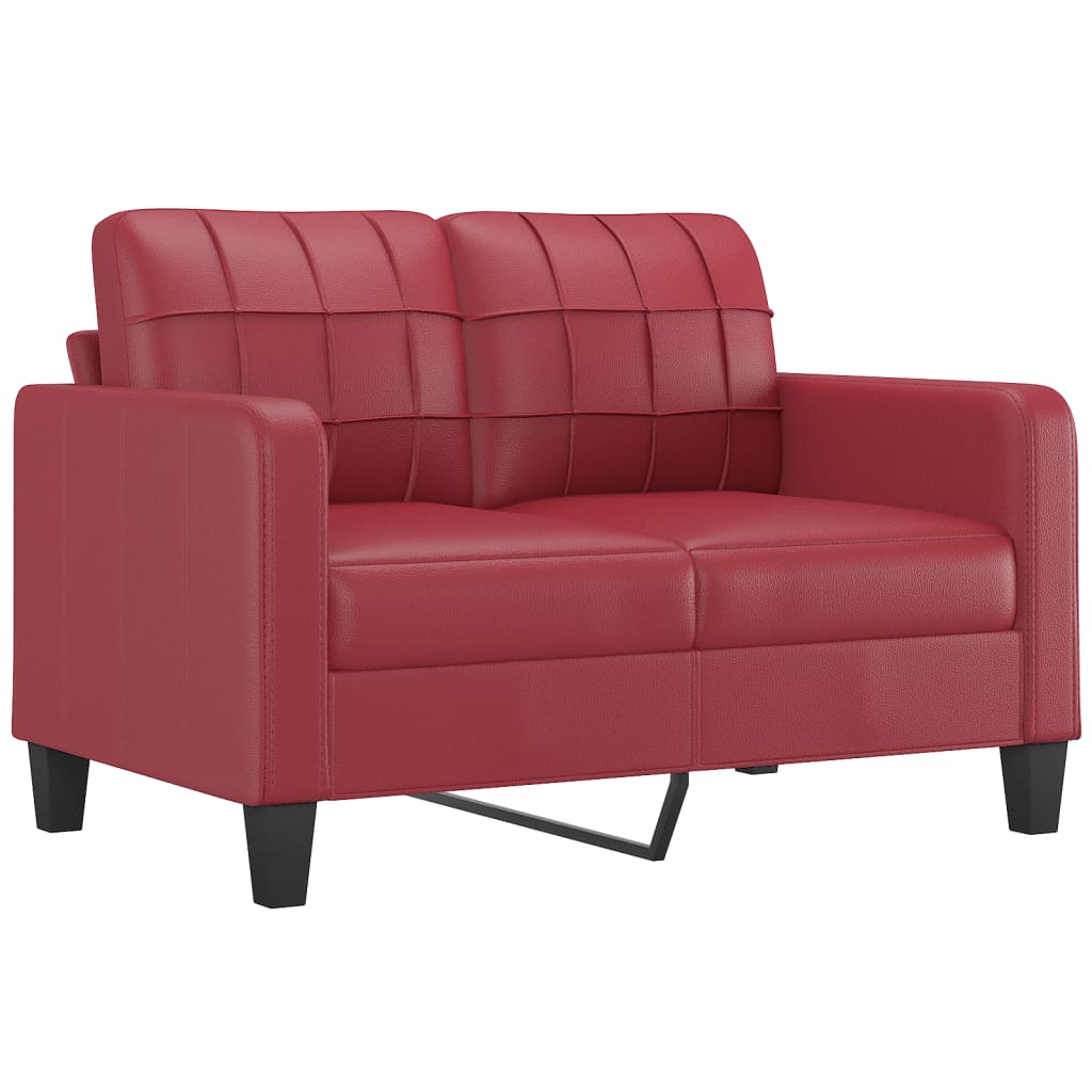 3-dijelni set sofa s jastucima boja vina od umjetne kože