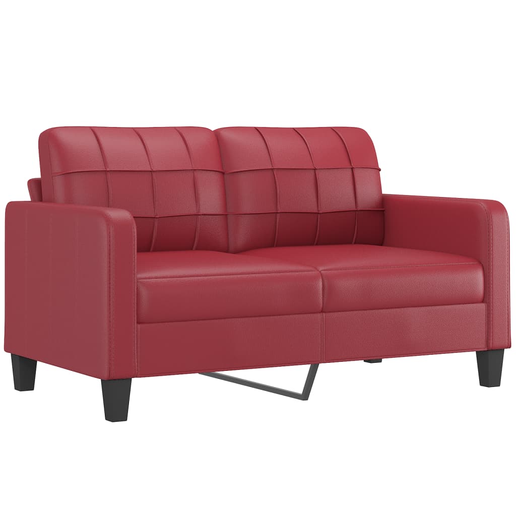 3-dijelni set sofa s jastucima boja vina od umjetne kože