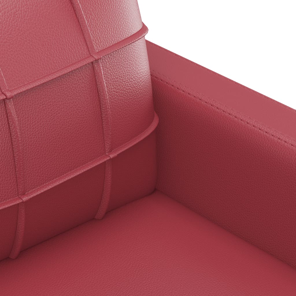3-dijelni set sofa s jastucima boja vina od umjetne kože