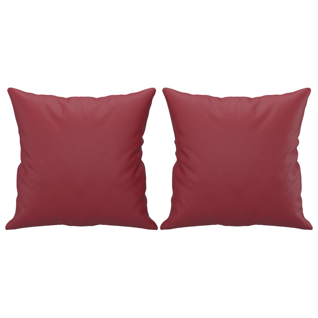 3-dijelni set sofa s jastucima boja vina od umjetne kože