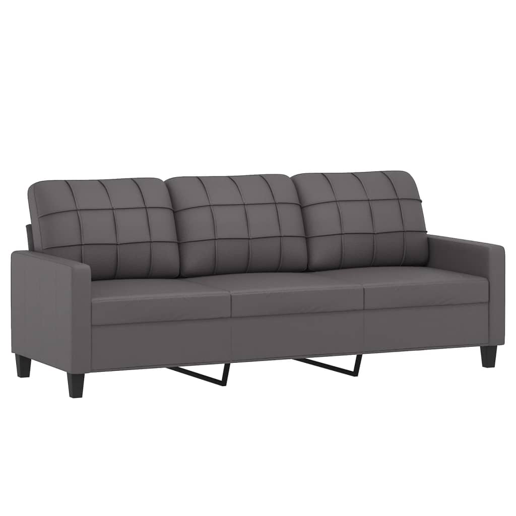2-dijelni set sofa s jastucima sivi od umjetne kože