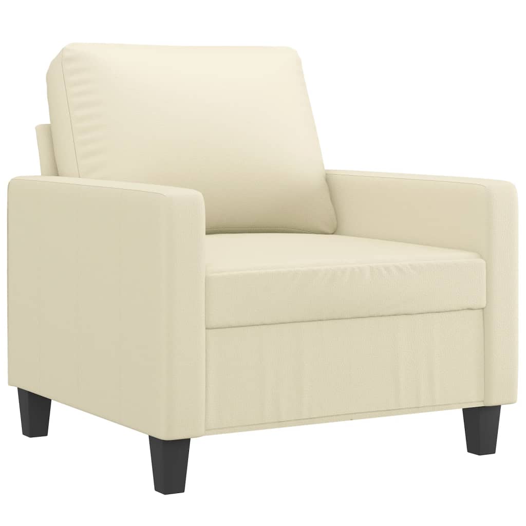 3-dijelni set sofa s jastucima krem od umjetne kože