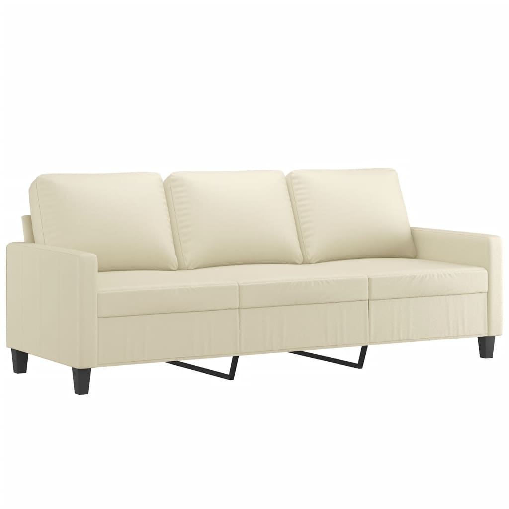 3-dijelni set sofa s jastucima krem od umjetne kože