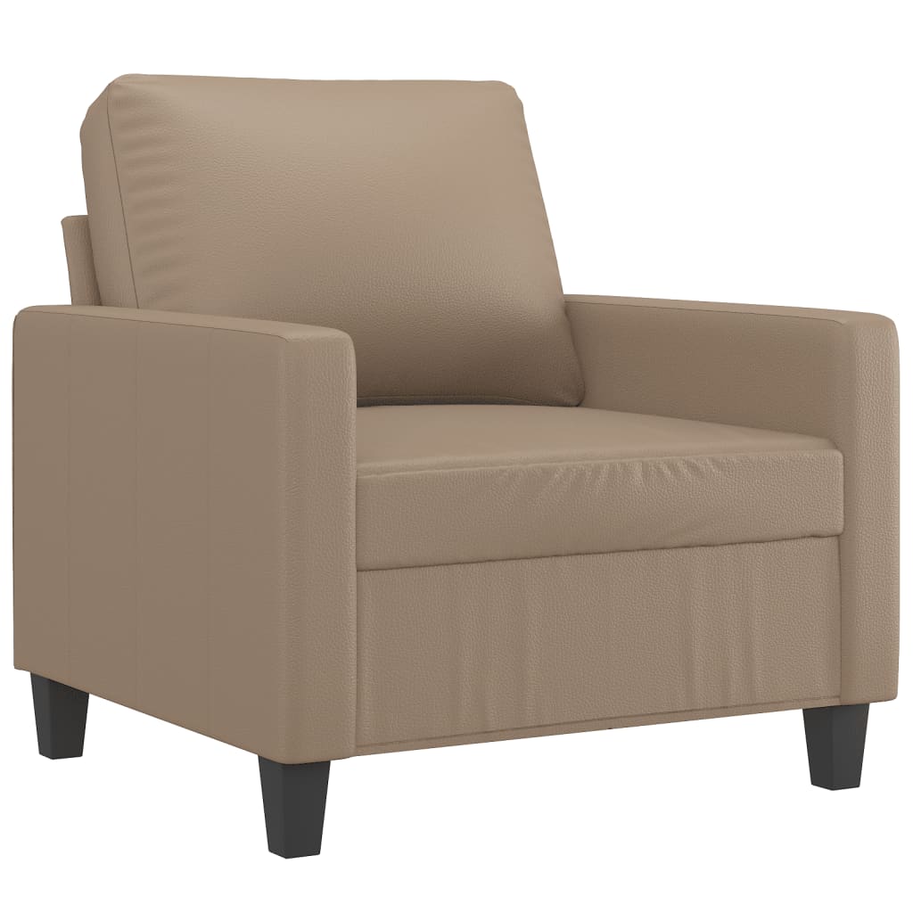 3-dijelni set sofa s jastucima boja cappuccina od umjetne kože