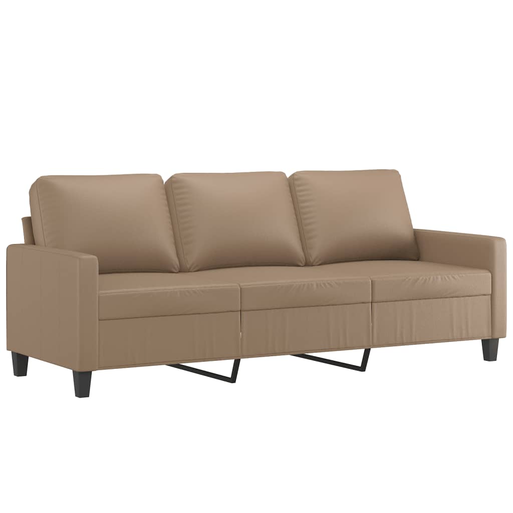 3-dijelni set sofa s jastucima boja cappuccina od umjetne kože