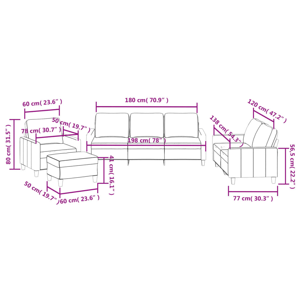 4-dijelni set sofa s jastucima crvena boja vina od umjetne kože
