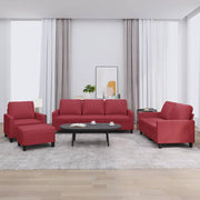 4-dijelni set sofa s jastucima crvena boja vina od umjetne kože