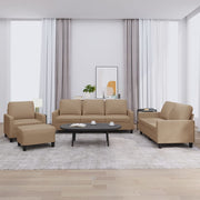 4-dijelni set sofa s jastucima boja cappuccina od umjetne kože