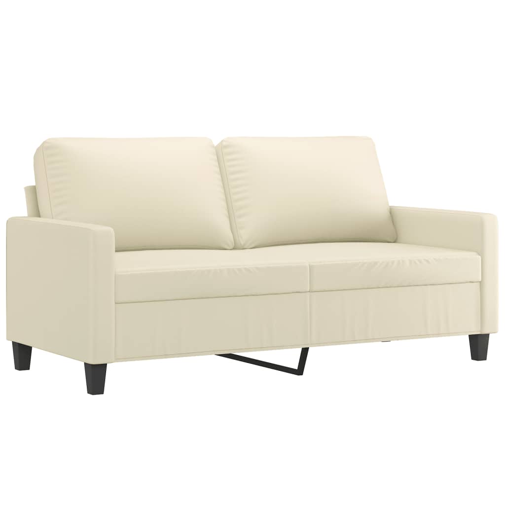 2-dijelni set sofa s jastucima krem od umjetne kože