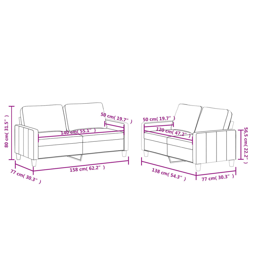 2-dijelni set sofa s jastucima sivi od umjetne kože