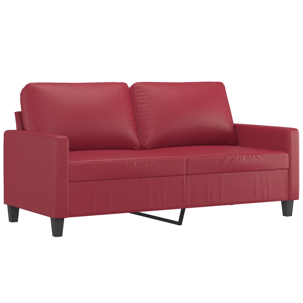 2-dijelni set sofa s jastucima boja vina od umjetne kože