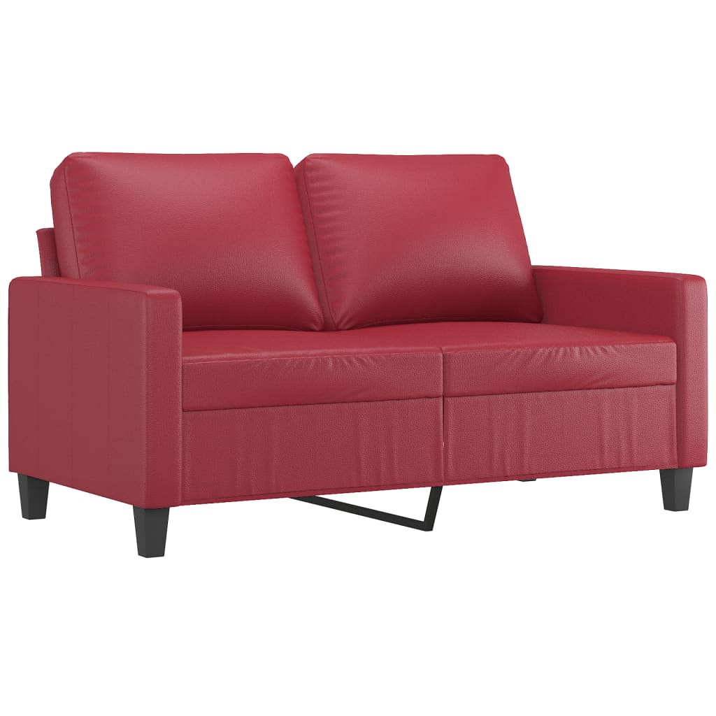 3-dijelni set sofa s jastucima boja vina od umjetne kože