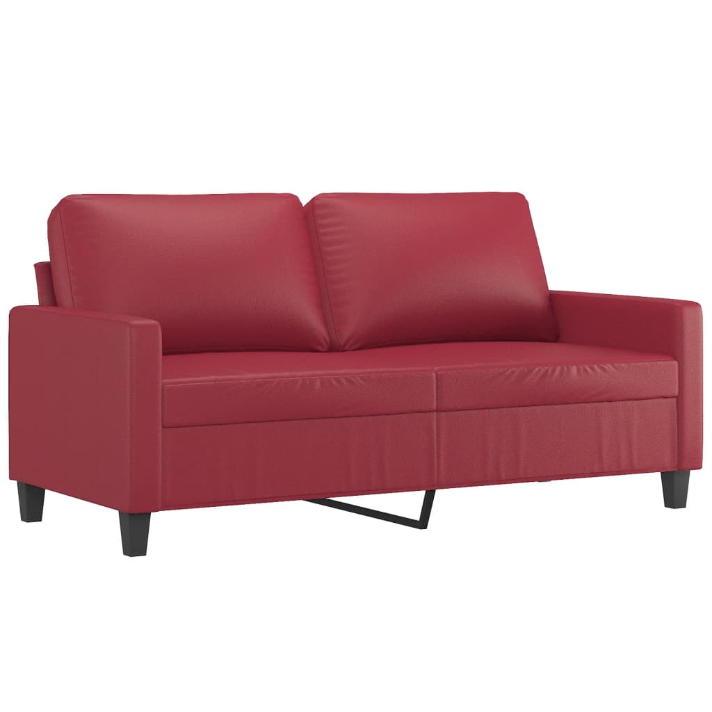 3-dijelni set sofa s jastucima boja vina od umjetne kože